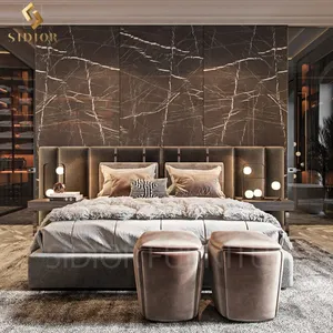 Haut de gamme italie tête de lit cadre velours tissu chambre ensembles queen size luxe mobilier moderne lit king size