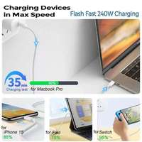 Cable de Carga Rápida Trenzado USB-C a USB-C de 2m y 240W, 5A, para iPhone 15/16/17, Macbook e Impresora, Venta al Por Mayor de Fábrica