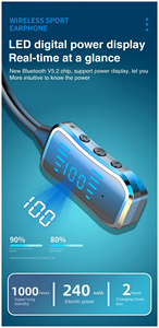Casque sport magnétique pour BT5.2, tour de cou, avec écran numérique LED, étanche, indicateur de batterie pour la course à pied - Product Image 4