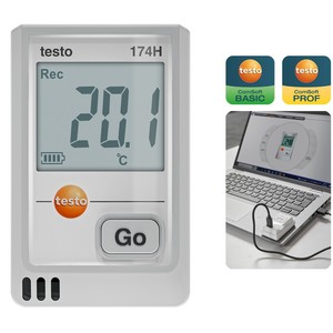 เทสโต้ 174H เครื่องบันทึกอุณหภูมิและความชื้นขนาดเล็ก จอแสดงผลบลูทูธ จอ LCD สำหรับตรวจสอบภายในอาคาร USB BT ช่องเดียว - Product Image 1