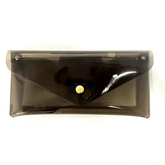 Kotak pensil PVC semi-transparansi kantong wisatawan kancing jepret plastik