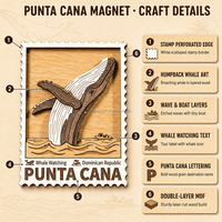 Imán de nevera de recuerdo de Punta Cana con diseño de ballena jorobada, personalizado al por mayor, de MDF, para la República Dominicana, regalo turístico, 2026
