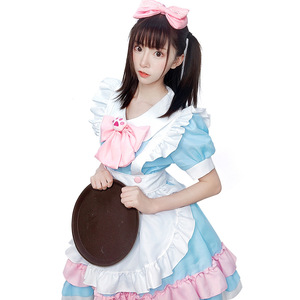 Rainy Day Flower Maid Dress Women Adult Lolita Cosplay Costume Blue Pink Ruffle Design - Product Image 4