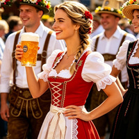 Robe traditionnelle rouge Dirndl pour femmes, Oktoberfest de Munich, Allemagne, robe en dentelle brodée bavaroise, prend en charge ODM et OEM