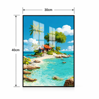 Art mural moderne en porcelaine cristalline 30x40cm, peinture de paysage tropical avec cadre en aluminium noir pour la décoration de la maison