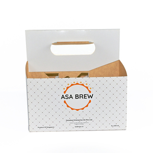 Scatola ondulata autoerettente ecologica personalizzata con goffratura e Glitter carta artistica usa e getta da asporto 6 pacchetti portabottiglie - Product Image 4