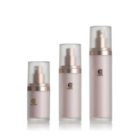 Bouteille Airless en Acrylique Rose Givré Rechargeable Vide de 15/30/50ml avec Collier en Or et Pompe à Lotion pour Emballage Cosmétique