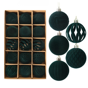 New 6cm 15Pcs Flocked Christmas Balls Multi Style Xmas <b>Tree</b> Hanging Ornaments Holiday Decor - Product Image 5