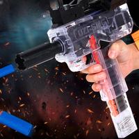 Set Mainan Tembak Target untuk Anak-Anak, Pistol Mainan Plastik Transparan Elektrik, Pistol Mainan Peluru Lunak EVA yang Aman