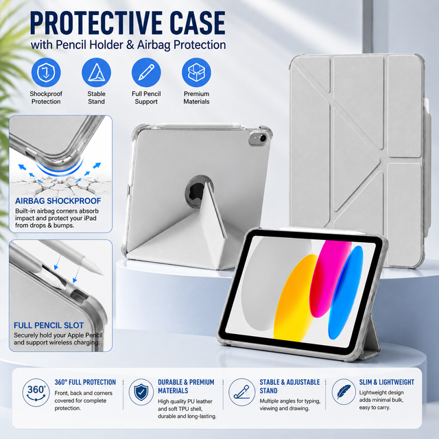 Custom OEM Tablet Case for iPad Air Pro 11 12.9 13 Inch Multi Fold Stand Cover with Pencil Holder Bulk Supplier
