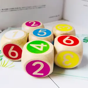 Custom Large Wooden Dice Colorful Multi-Color Point Number Game Toys Diverse Multi-Color Options