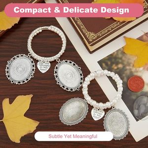 Cornice Portafoto Commemorativa da Donna <span class=keywords><strong>con</strong></span> Ciondolo a Medaglione e Cristallo per Sposa e Damigella d'Onore - Bracciale Portafoto per i Propri Cari - Product Image 5