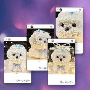 Poupée chien en mousse PE avec fleurs pour la Saint-Valentin, cadeau pour la Journée des enfants, chiot rose pour demande en mariage ou <span class=keywords><strong>confession</strong></span> pour petite amie, pour des surprises romantiques - Product Image 2