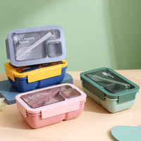 Boîte à lunch en plastique de 850 ml, compatible micro-ondes, et tasse à soupe de 600 ml avec sac, ensemble de pique-nique de voyage