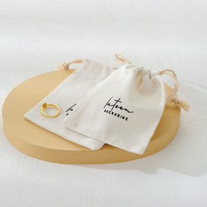 Custom Logo Blank Canvas Cotton Brush <b>Holder</b> <b>Makeup</b> Pouch Gift Travel Cosmetic Bag Organizer Muslin Drawstring Pouches - Product Image 3