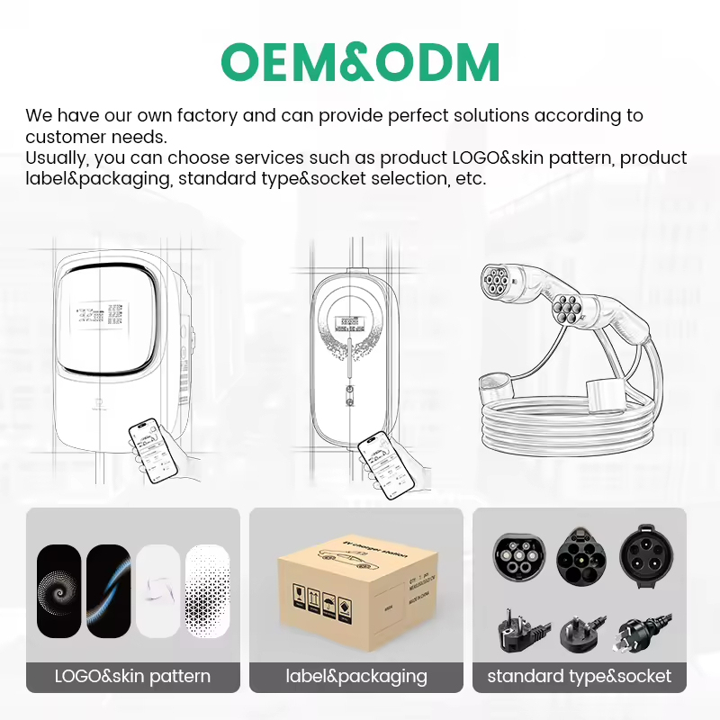 Smart Level 2 AC EVSE Wallbox 7kW 11kW 22kW Type1 Type2 WiFi/APP Control OCPP IP66 NEMA 14-50 DLB EV Charger For Home Outdoor · image 6