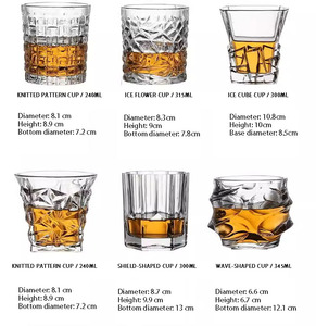 แก้ววิสกี้ทรงเหลี่ยมใสสลักลายตามสั่ง ขนาด 270 มล. ชุดแก้ววิสกี้แบบโอลด์แฟชั่น พร้อมแก้ว 4 ใบ สำหรับบาร์ - Product Image 6