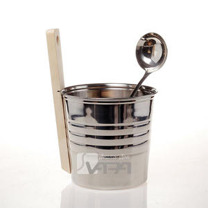 Vapasauna-cubo y cucharones de acero inoxidable para Sauna, color negro <span class=keywords><strong>azulado</strong></span>, con mango de <span class=keywords><strong>pino</strong></span>, gran oferta, fabricante directo - Product Image 5