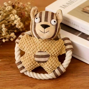 Produsen grosir Set gigitan anjing lucu berderit, mainan boneka katun lembut tahan gigitan tali tahan lama ramah lingkungan untuk - Product Image 2