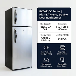 Réfrigérateur double porte 218L/7,5 pi³ avec congélateur supérieur, personnalisable OEM/ODM, en promotion, pour la maison - Product Image 3