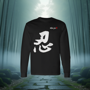 T-Shirt a Maniche Lunghe Ninja Nera Unisex per Adulti con Stampa Serigrafica, Abbigliamento Promozionale - Product Image 4