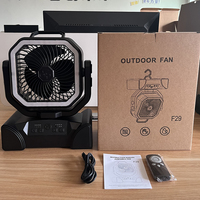 Ventilateur de camping LED 40000 mAh alimenté par USB avec lumière, télécommande, quatre vitesses de vent, boîtier en plastique, batterie électrique extérieure