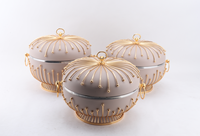 Réchauds de Luxe pour Iftar du Ramadan 3.5L 4.5L 5.5L avec Couvercles Dorés en Forme de Cage à Oiseaux – Ensemble de Plats Chafing Dish Élégants pour Buffets de Fête Aïd Moubarak