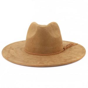 Sombreros Fedora de Gamuza al por Mayor con Ala Ancha de 10 cm para Mujer, Sombrero Jazz con Borla y Adorno de Corazón Color Durazno - Product Image 2