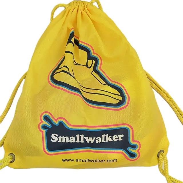 Bolsas de embalaje impermeables con cordón para zapatos, logotipo promocional de poliéster, ecológico, transferencia de calor