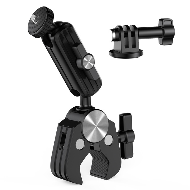 Crab Claw Power Clamp Bracket Action Camera Mount Aluminum Alloy PC Waterproof 360 Degree Rotation Motorcycle Tripod for Flash