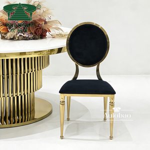 Chaise de mariage décorative or acier inoxydable métal meubles de salle à manger chaise d'hôtel moderne chaises de salle à manger de luxe - Product Image 1