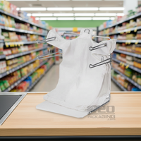 Sac en plastique blanc personnalisé en HDPE/LDPE de 38 microns, thermosoudé, à soufflets latéraux, réutilisable, pour T-shirts, courses et déchets