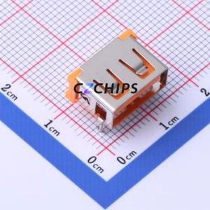 919-162A1112D10400 <b>USB</b> Connector Bent Lead Through Hole Connector Type-<b>A</b> <b>USB</b> <b>2.0</b> Female Right Angle Insert - Product Image 1