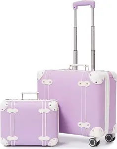 携带带旋转轮和TSA锁的行李箱轻便行李箱复古行李箱套装可爱飞机旅行箱