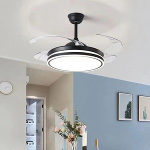 พัดลมเพดานควบคุมระยะไกลอัจฉริยะหรูหราตกแต่งบ้านสีทองโคมไฟพัดลมห้องนั่งเล่นรีโมทคอนโทรล LED พัดลมติดเพดาน - Product Image 1