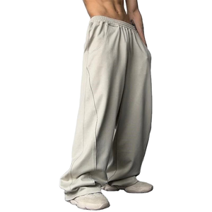 กางเกงสเวตแพนท์ทรงตรงขาบานสไตล์ฮิปฮอปผ้าเฟรนช์เทอร์รี่เนื้อหนักยืดหยุ่นสูงแบบวินเทจสำหรับผู้ชายทรงโอเวอร์ไซส์สตรีทแวร์แบบสั่งทำ - Product Image 1