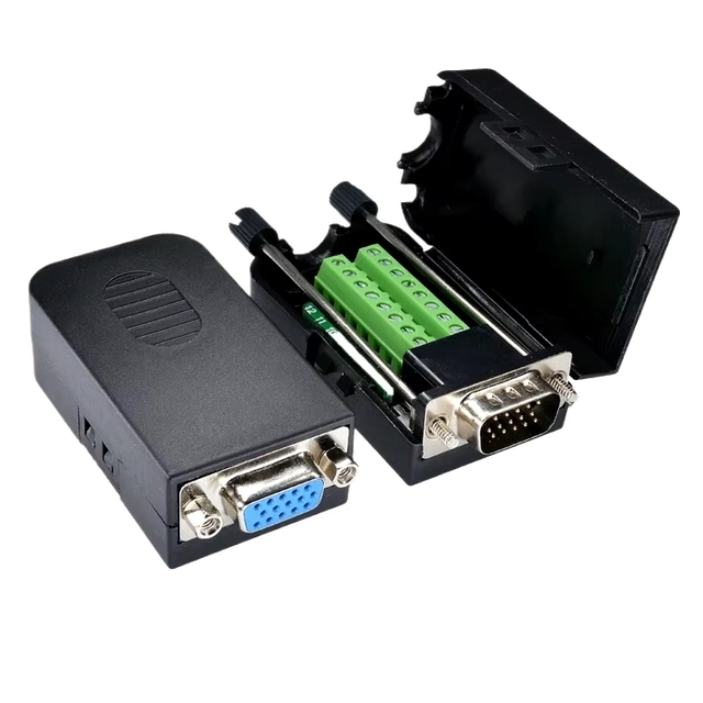 ZYSY DB15 Three-Row Pin VGA Terminal Display with a Casing Is a No-Solder Head Male-to-Female Pair Connector
