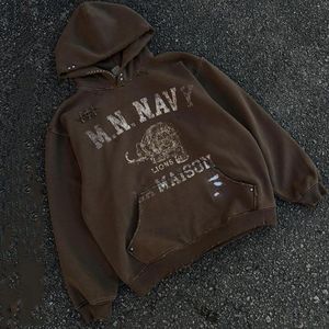 Custom Designer Acid <b>Wash</b> Hip Hop High Street Loose Fit Hooded Hoodies DTG <b>Screen</b> Print Pin Brown Hoodie - Product Image 1