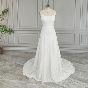 Foto reali di alta qualità spalline semplici in raso morbido abito da sposa per le donne della sposa abito da sposa nuovo Design - Product Image 1