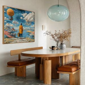 Peinture murale artisanale sur toile texturée, art réaliste Voyager Horizon, décoration intérieure pour la maison, vente en gros - Product Image 1