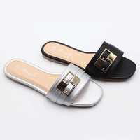 High Quality <strong>Best</strong> Sale Shoes Metal Material Flat Outdoor <strong>Slipper</strong> for Women Designer <strong>Brands</strong> Shoes Womens Sandals Hot Selling