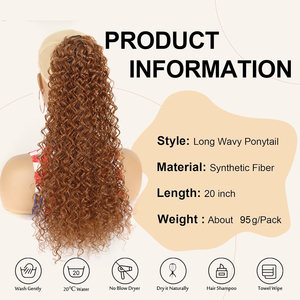 20 pulgadas de largo envoltura sintética cordón rizado Cola de Caballo extensión negro Rubio Afro rizado pelo Cola de Caballo <span class=keywords><strong>coletas</strong></span> para mujeres - Product Image 2