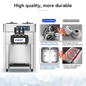FEST Dual Motor 1 Touch Cleaning And Stainless Steel Ice Cream Lamp Commercial Multifunctional Countertop Ice Cream Maker