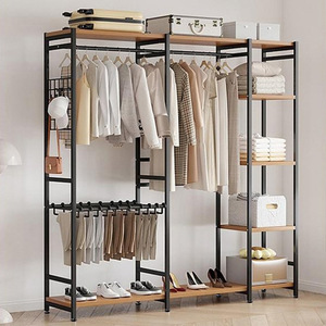 Armoire ouverte en fer moderne Geheng, trans-institutionnelle, pour petits appartements, séchoir à linge, 3 étagères, crochets, type sur pied, pour la maison - Product Image 5