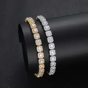 Hip Hop Jewelry 7mm Iced Tennis Chain Necklace Bling Zircon Cluster Diamond Gold Plated Choker For Women Gift