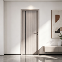 Puerta de Dormitorio de Madera con Marco de PVC, Diseño de Pasillo Oculto, Reducción de Ruido, Color Blanco Crema, Puerta Interior Ecológica