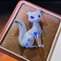 Broche Éblouissante Renard en Cristal, Épingle de Revers 3D Animal en Strass, Épingle de Blazer de Luxe Tendance pour Femme, Cadeau en Gros