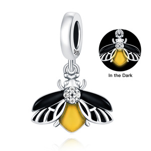 Hạt <span class=keywords><strong>charm</strong></span> phát sáng PANBUEATY nguyên bản bạc 925 Sterling, mặt dây chuyền hình đom đóm, zircon, dành cho vòng tay, vòng cổ, sản xuất & bán buôn - Product Image 6