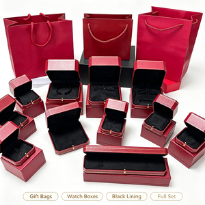 Premium Full Set Red Octagonal Jewelry <b>Box</b> Shockproof Velvet Lining Ring Necklace Storage Packaging For Jewelry Store Display Sa - Product Image 2