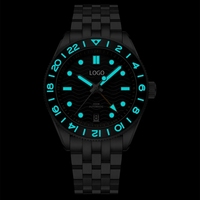 Usine Logo personnalisé luxe 42mm vague cadran NH34 GMT 200m automatique plongée montres pour hommes 24 clic rotatif lunette en céramique